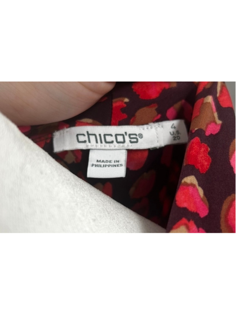 Chico's Knit Pleated Maxi Dress A-line Jersey Knit Red Maroon Print - Picture 4 of 4